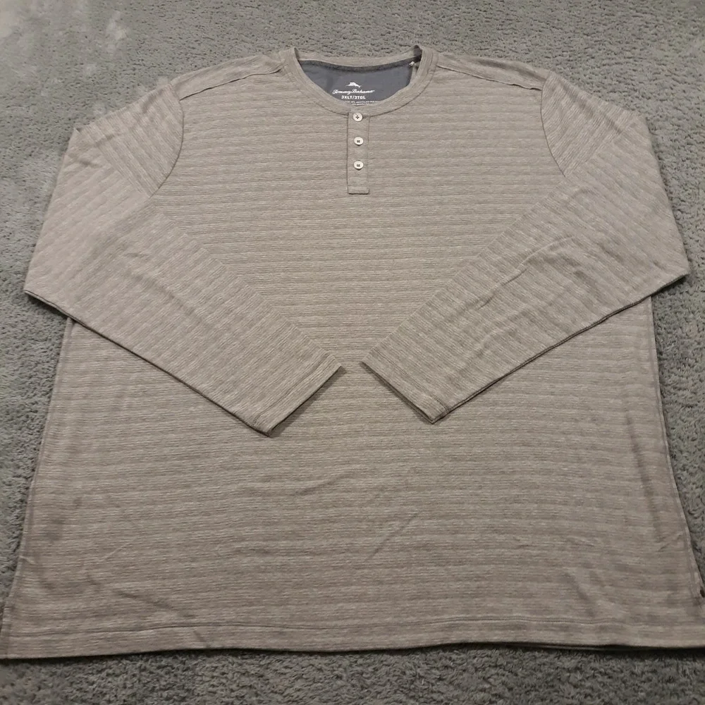 Tommy Bahama Sweater Mens 3XL Tall Pullover Gray Henley Organic Cotton